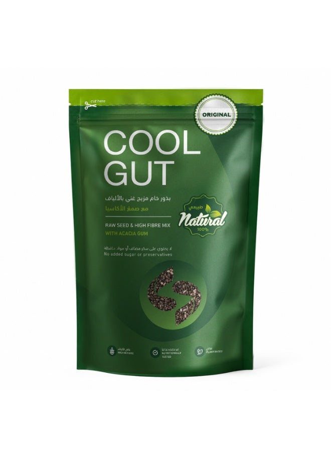 كول غت مزيج كول جت (COOL GUT) الطبيعي للألياف والبذور الخام مع صمغ الأكاسيا (النكهة الأصلية) - مكمل غذائي نباتي لدعم صحة القولون والجهاز الهضمي - 250 غرام - Image 1