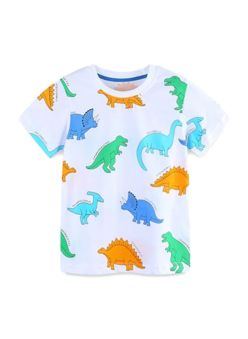 يونيكي White Conversational Printed Round Neck Cotton T-shirt