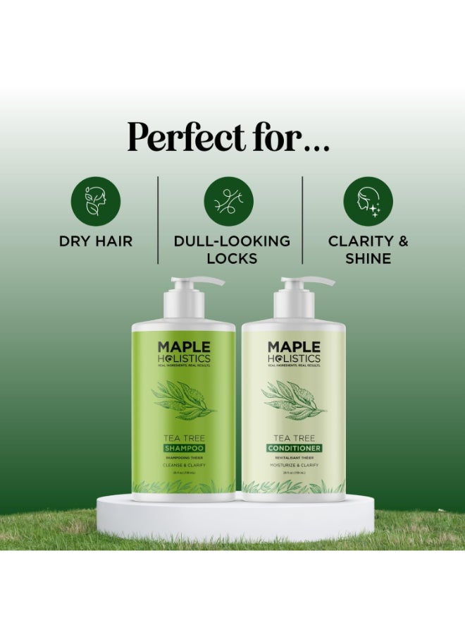 Maple Holistics Tea Tree Shampoo and Conditioner Set Sulfate Free Clarifying Shampoo and Conditioner for Oily Hair Scalp Care with Australian Tea Tree Oil Complete Dry Scalp Treatment for Build Up 25 Fl Oz - Image 4