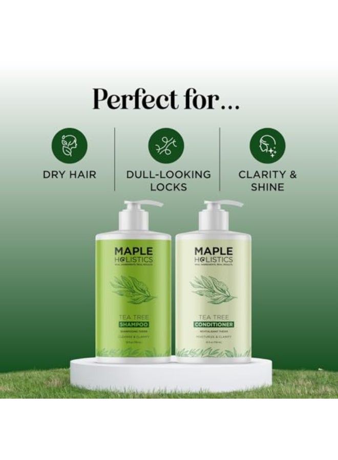 Maple Holistics Tea Tree Shampoo and Conditioner Set Sulfate Free Clarifying Shampoo and Conditioner for Oily Hair Scalp Care with Australian Tea Tree Oil Complete Dry Scalp Treatment for Build Up 25 Fl Oz - Image 3