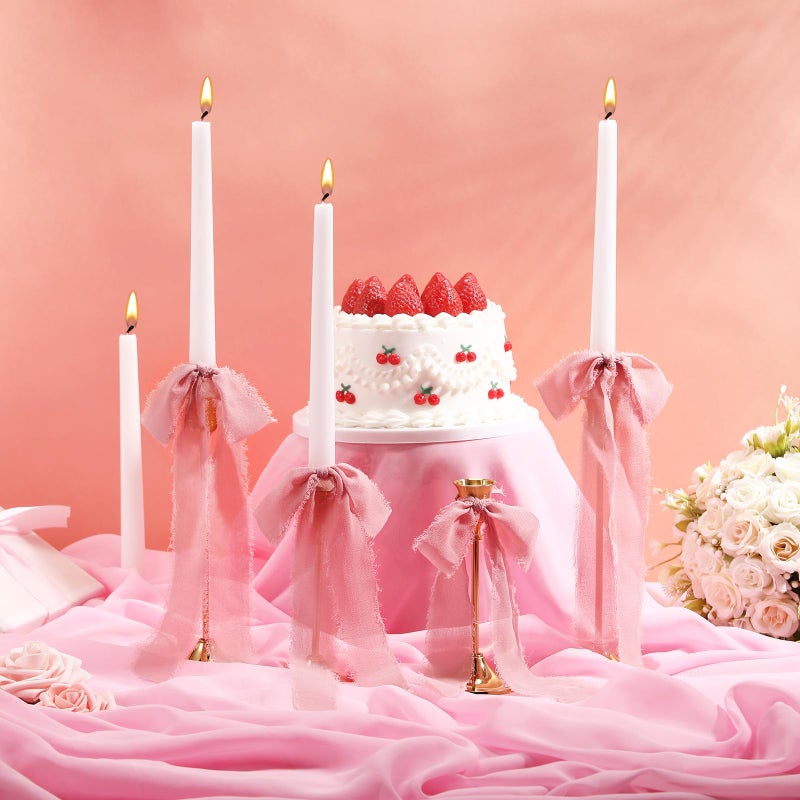 Luinabio 24 Pcs Christmas Tree Bows Candlestick Decoration Large Tie Bows Ribbon Gift Wrapping Coquette Decorations For Christmas Tree Wedding Party Baby Shower Decorations  9.5 Inch(Pink) - Image 3