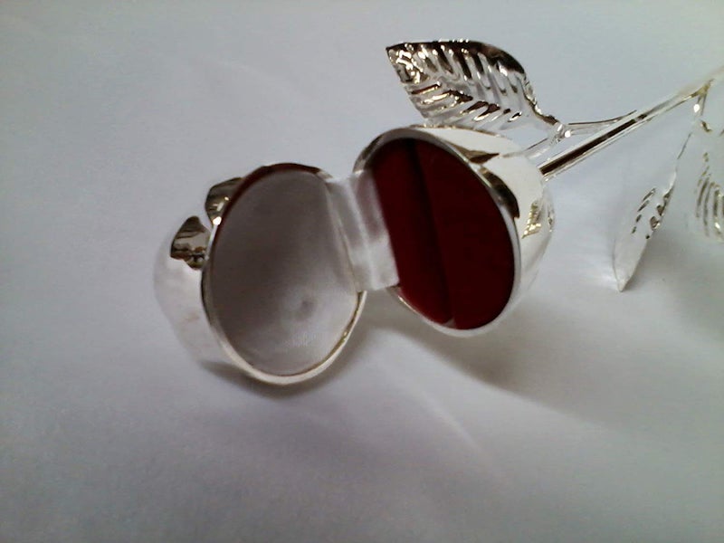 Elegance Long Stem Rose Ring Holder, 9", Silver - Image 3