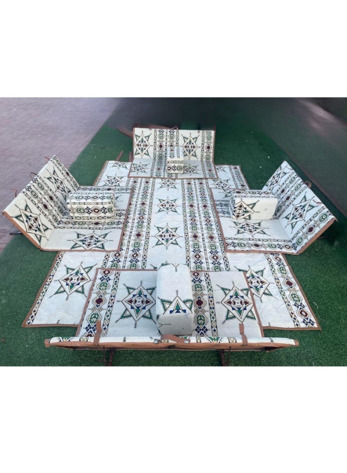 سمارت هوم طقم جلسة أرضية 9 قطع – فرشة أرضية مقاس 300×200 سم مع 4 كراسي أرضية مقاس 120 سم لشخصين و4 مراكي مريحة، جلسة عربية عصرية للمنزل والاستقبال - Image 1