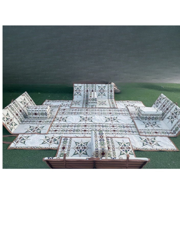 سمارت هوم طقم جلسة أرضية 9 قطع – فرشة أرضية مقاس 300×200 سم مع 4 كراسي أرضية مقاس 120 سم لشخصين و4 مراكي مريحة، جلسة عربية عصرية للمنزل والاستقبال - Image 3