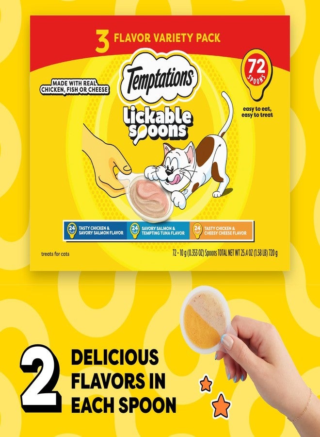 تيمبتيشنز ملاعق تمبتيشنز القابلة لللعق، مكافآت رطبة للقطط البالغة، 10 غرامات، عبوة متنوعة، 72 قطعة - Image 2