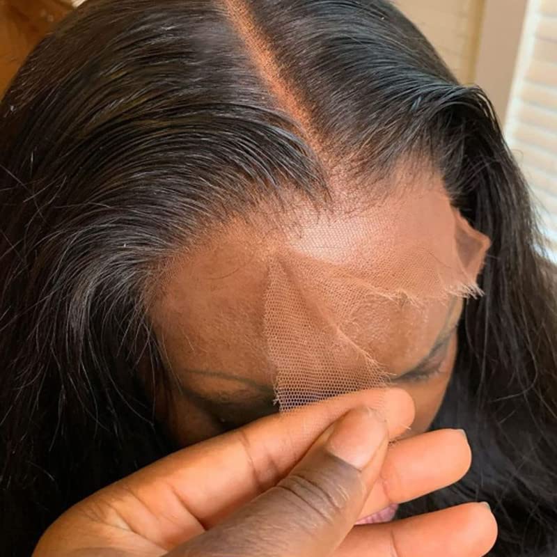 BEEOS 01mm Ultrathin 5x5 SKINLIKE Real HD Lace Closure Wig180 Density Preplucked Bleached Knots Natural Hairline Body Wave Human Hair Wigs Invisible HD Lace 18 Inch