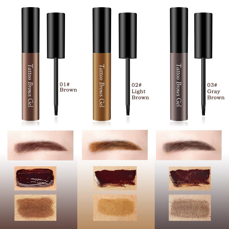 LOKFAR 2 Pcs Peel Off Tattoo Eyebrow Gel - Natural Eye Brow Gel Long-Lasting Waterproof Eyebrow Tattoo Peel Off for All Types of Eye Brows Makeup (Brown) - Image 2