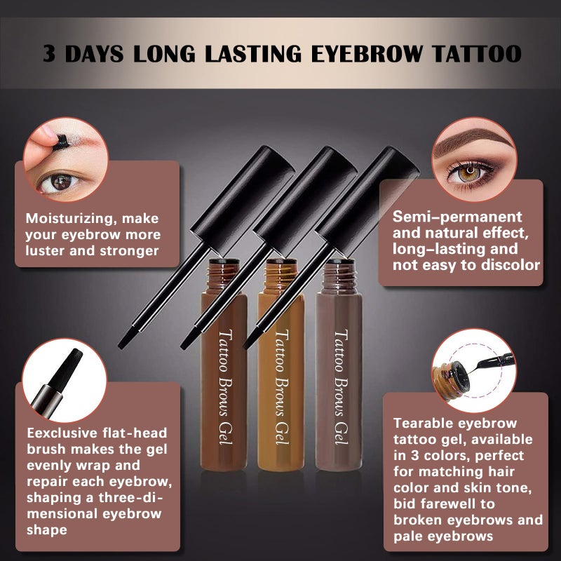 LOKFAR 2 Pcs Peel Off Tattoo Eyebrow Gel - Natural Eye Brow Gel Long-Lasting Waterproof Eyebrow Tattoo Peel Off for All Types of Eye Brows Makeup (Brown) - Image 4