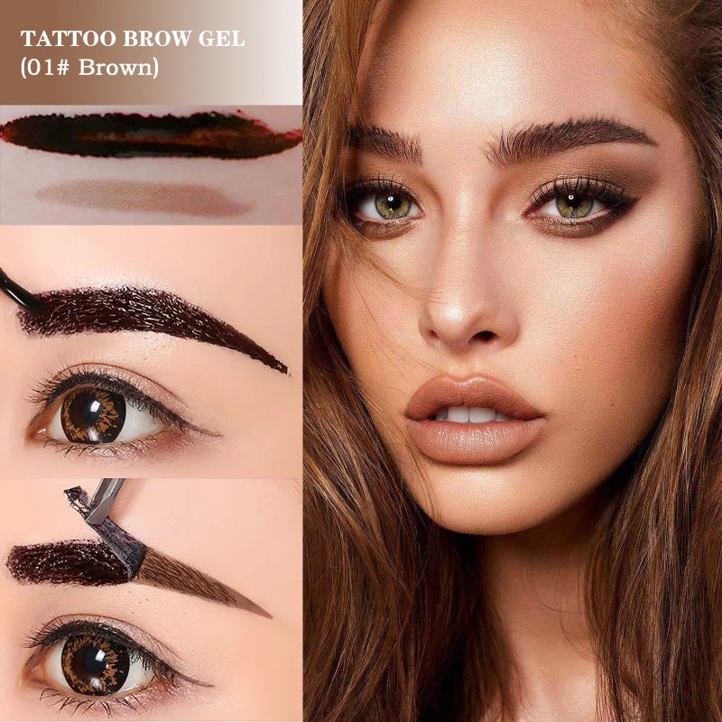 LOKFAR 2 Pcs Peel Off Tattoo Eyebrow Gel - Natural Eye Brow Gel Long-Lasting Waterproof Eyebrow Tattoo Peel Off for All Types of Eye Brows Makeup (Brown) - Image 3