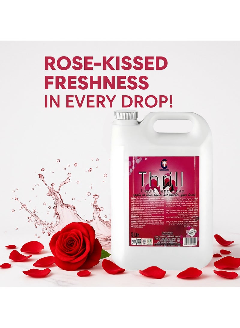 Thrill Rose Scented Liquid Hand Soap 5L – Antibacterial Hand Wash with Moisturizer | Gentle on Skin, Long-Lasting Rose Fragrance - Image 4