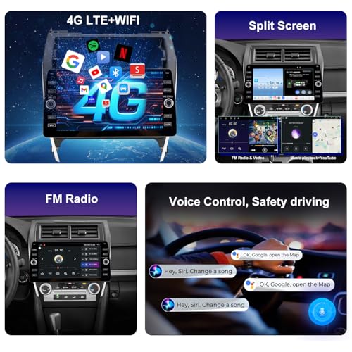 Fuosuc 4G LTE QLED Radio for Toyota Camry 2012 2013 2014 Upgrade,8-Core CPU Touch Screen Stereo,Wireless CarPlay & Android Auto,Support OEM SWC and Camera - Image 3