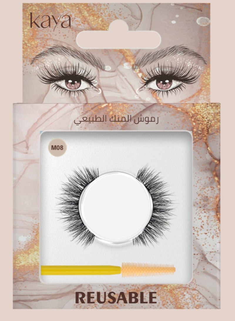 kaya Clear Eyelash Glue with Natural Mink Three Dimensional Lashes Style No. 8 Set - Image 3
