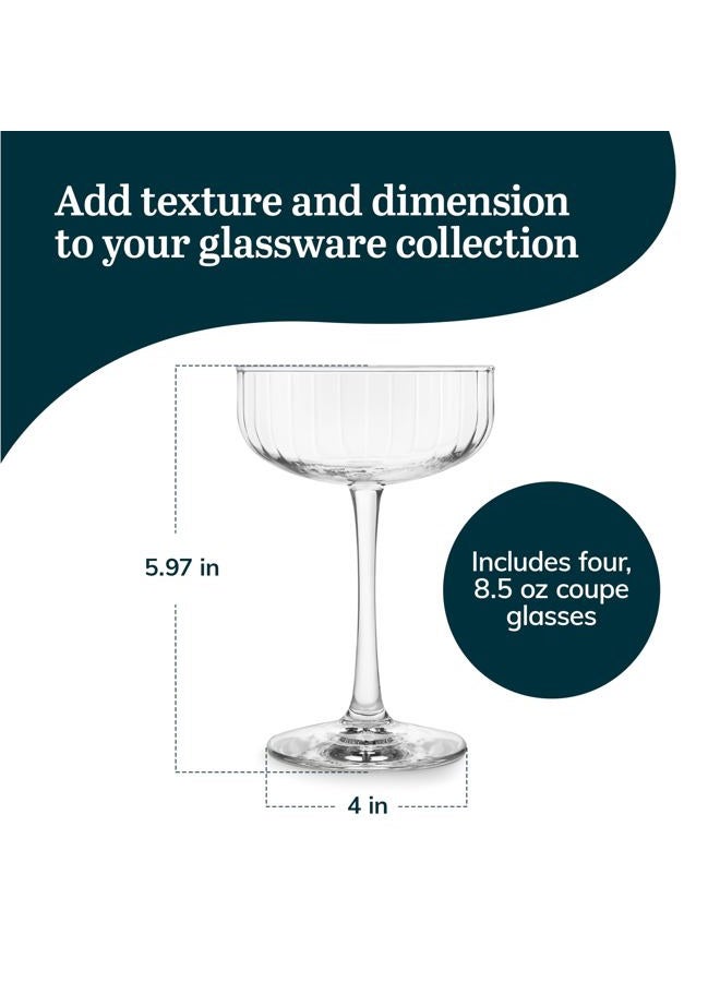 LIBBEY Paneled Coupe Cocktail Glasses, 8.5-ounce, Set of 4 - Image 3