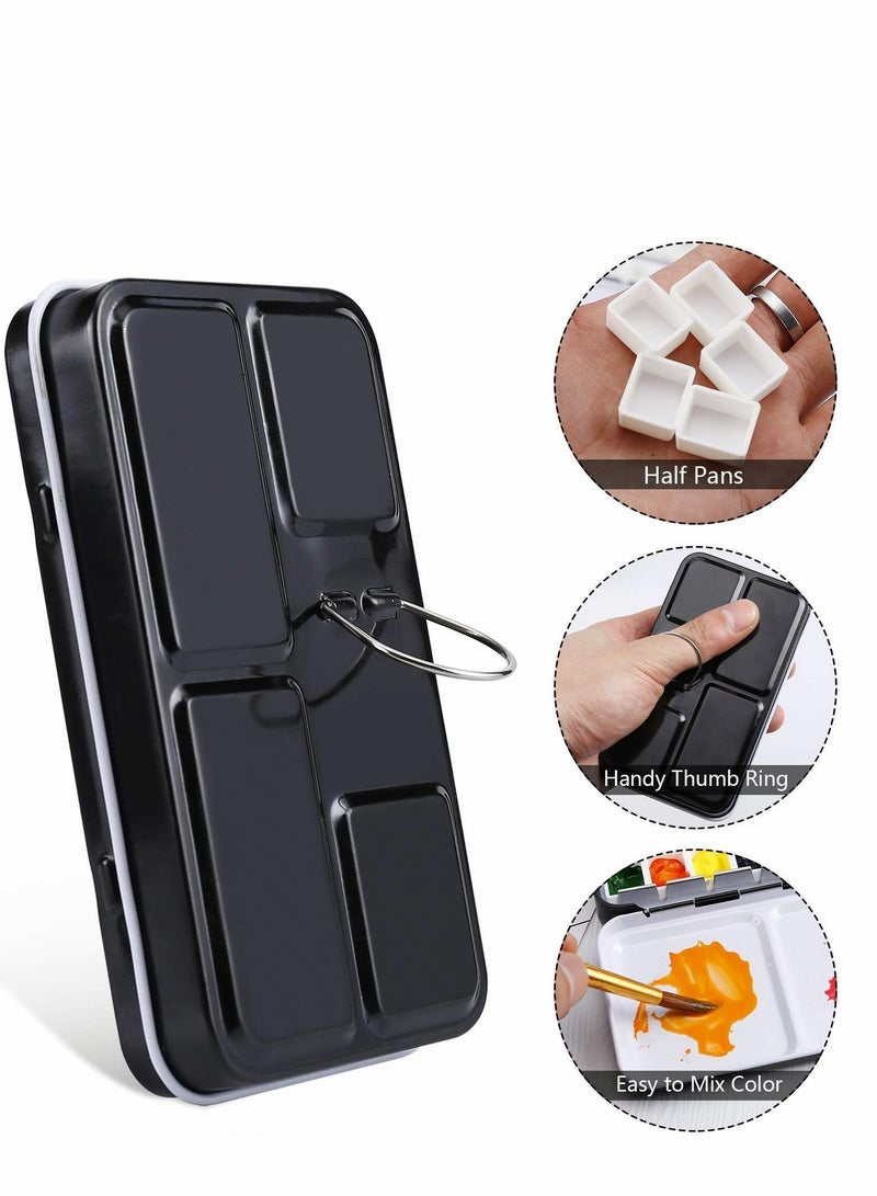 Y&D Empty Watercolor Palette, Metal Tin Palette Paint Case with 14 PCS Half Pans for DIY Travel Acrylic and Oil Painting - Image 3