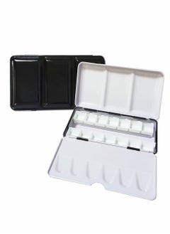 Y&D Empty Watercolor Palette, Metal Tin Palette Paint Case with 14 PCS Half Pans for DIY Travel Acrylic and Oil Painting  - Image 1