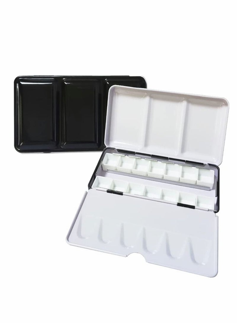 Y&D Empty Watercolor Palette, Metal Tin Palette Paint Case with 14 PCS Half Pans for DIY Travel Acrylic and Oil Painting - Image 1