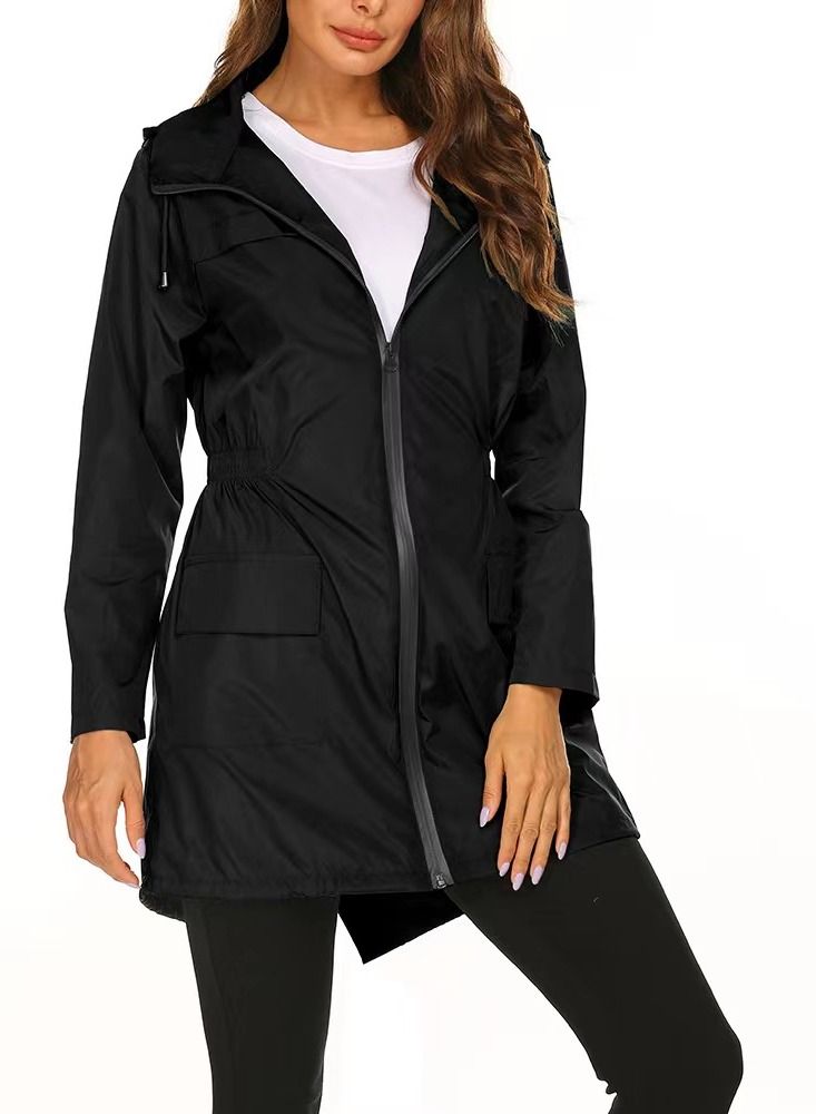 Loquat Autumn Winter Women's Hooded Windbreaker Casual Long Coat 