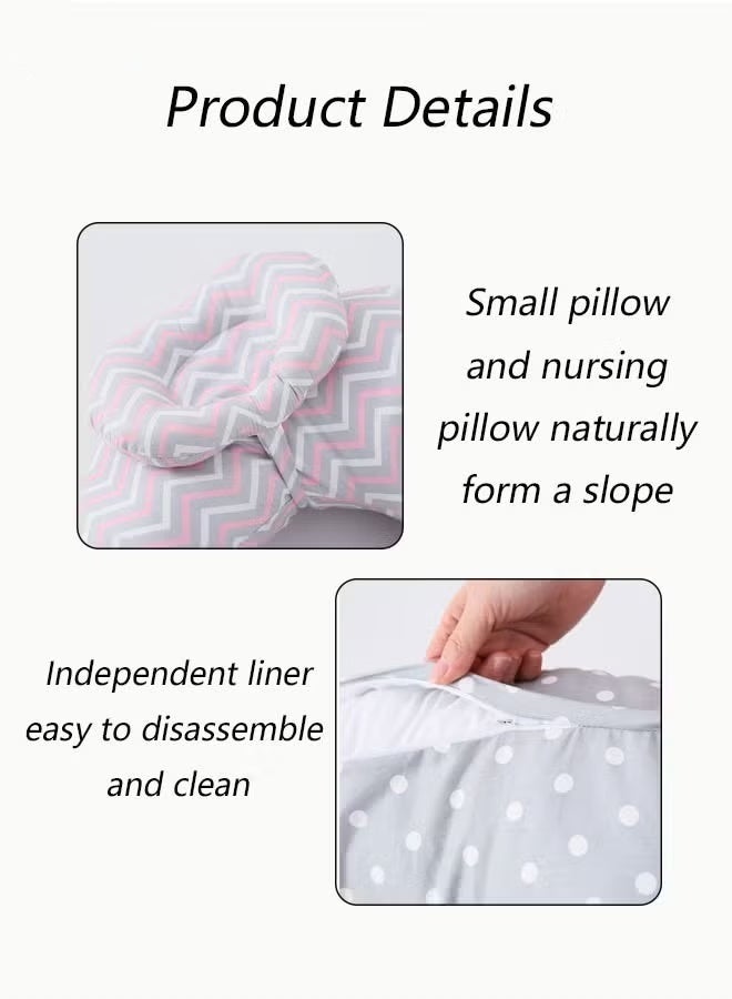 الدليبن وسائد رضاعة للأطفال، وسادة مضادة للبصق، وضعية لحديثي الولادة، وسادة رضاعة مع وسادة دعم للرضع، وسادة دعم للأطفال، وسادة رضاعة متعددة الاستخدامات، قابلة للغسل في الغسالة، للأم والطفل (خطوط رمادية) - Image 3