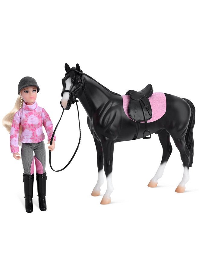 Breyer خيول بريير سلسلة الحرية | حصان إنجليزي وراكب | تمثال حصان | 9" طول x 7" ارتفاع | نموذج #61156, أسود - Image 1