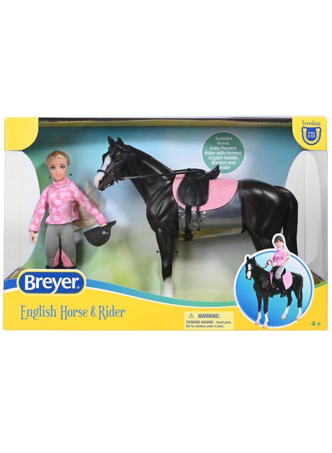 Breyer خيول بريير سلسلة الحرية | حصان إنجليزي وراكب | تمثال حصان | 9" طول x 7" ارتفاع | نموذج #61156, أسود - Image 2