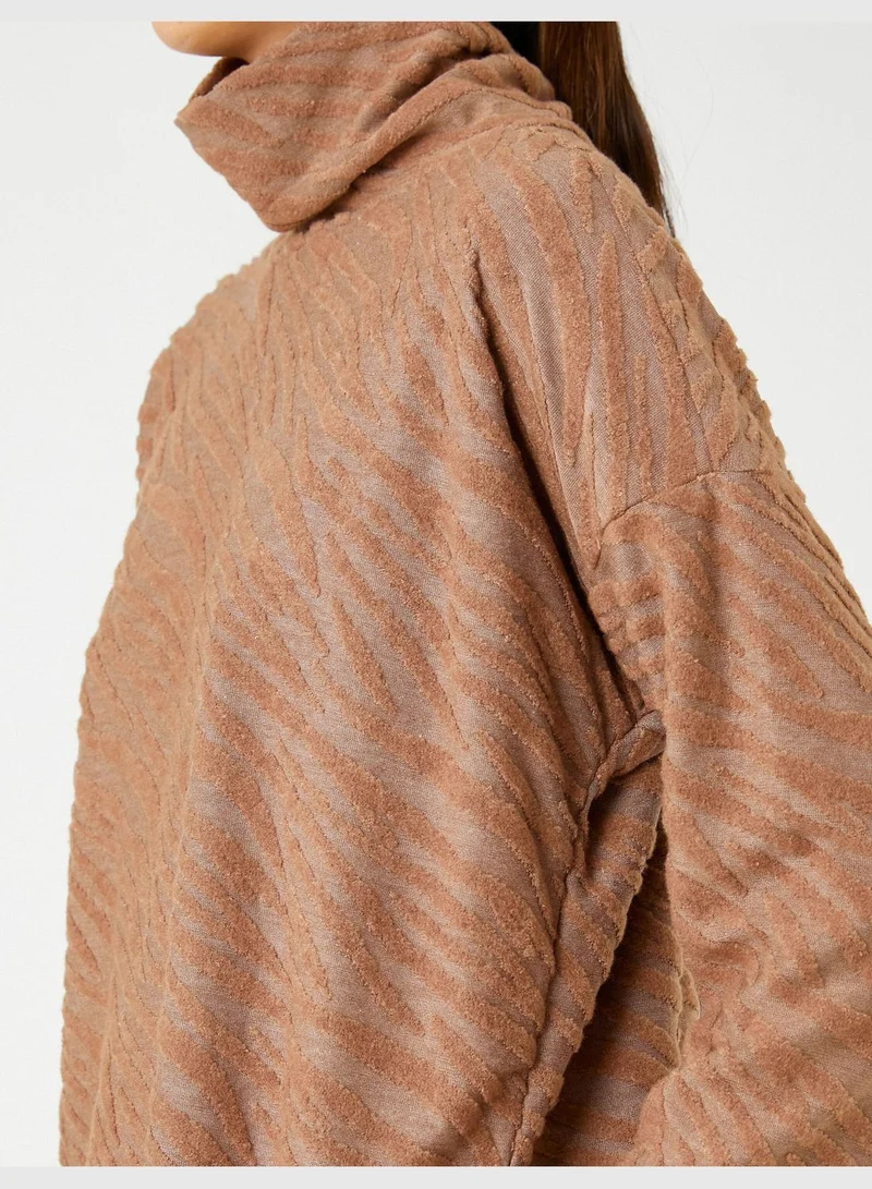 KOTON Long Sleeve T-Shirt Turtleneck Plush Detail