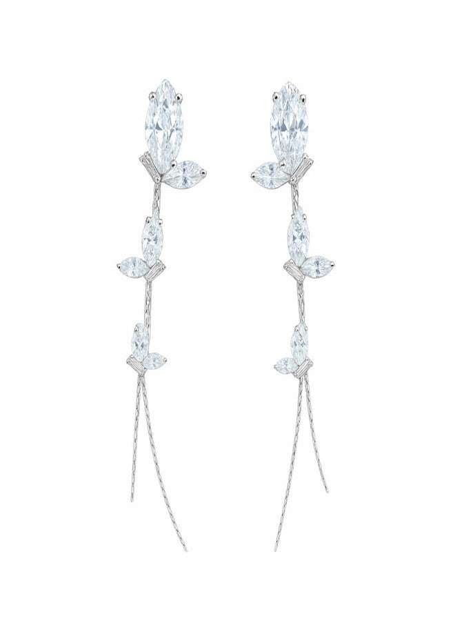 AMAAL Cubic Zirconia Long Drop Korean Pearl Earrings set for Women Wedding Girls Ladies | Western Earing Love | Moti Stylish Ear Rings Jewellery for woman | Valentine Gift for Girlfriend couple -391 - Image 1