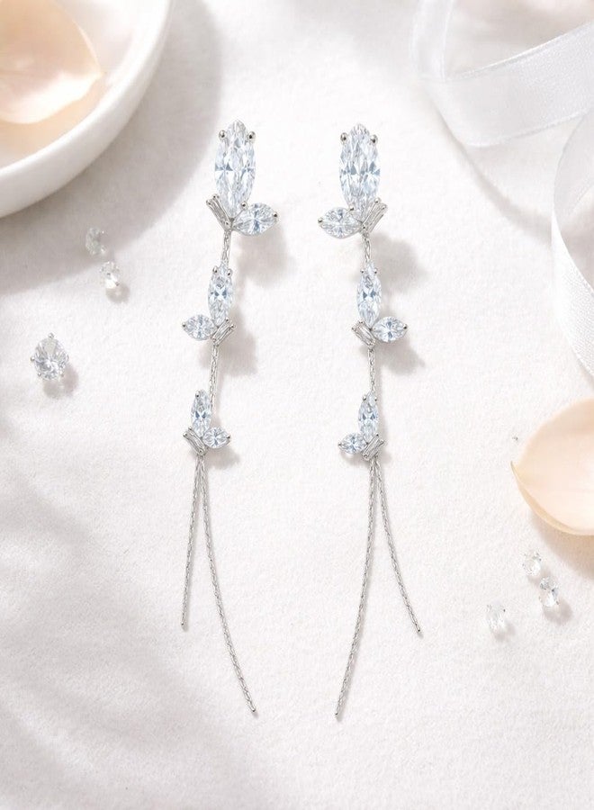 AMAAL Cubic Zirconia Long Drop Korean Pearl Earrings set for Women Wedding Girls Ladies | Western Earing Love | Moti Stylish Ear Rings Jewellery for woman | Valentine Gift for Girlfriend couple -391 - Image 4