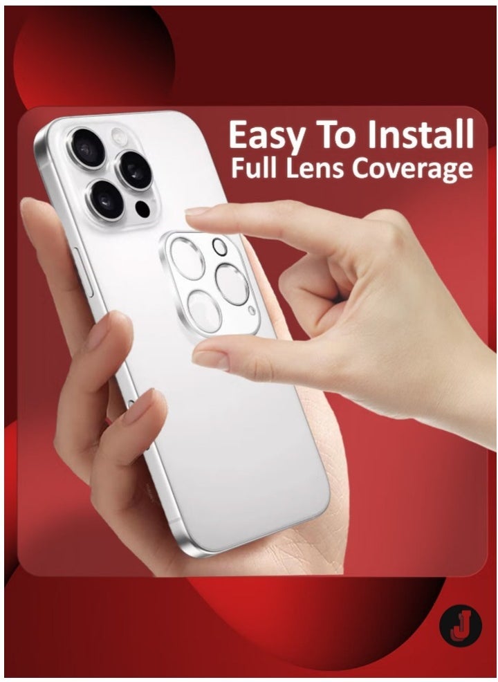 JAJEEK "New 2-Pack iPhone 16 Pro Camera Lens Protector – Ultra HD Tempered Glass, 9H Hardness, Anti-Scratch, Case-Friendly, Easy Installation Clear Lens Cover" - Image 4