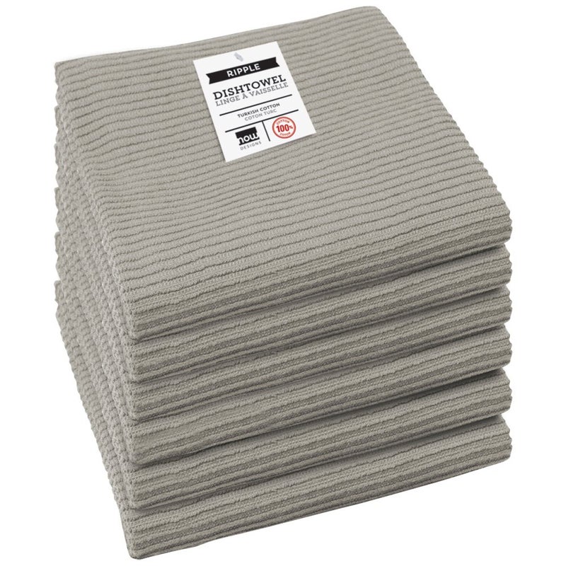 Now Designs Ripple Kitchen Towel Set of 6 London Grey