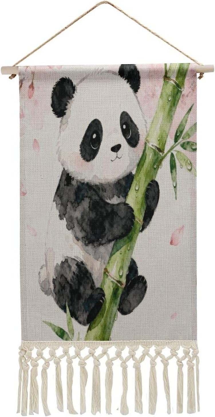 FekiLoot Bear Wall Painting Fashion Wall Art Popular Wall Hanging Exquisite Wall Decor Natural Tapestry Home Decoration Fringe Wall Decor For Living Room Bedroom Macrame Wall Art - Image 1