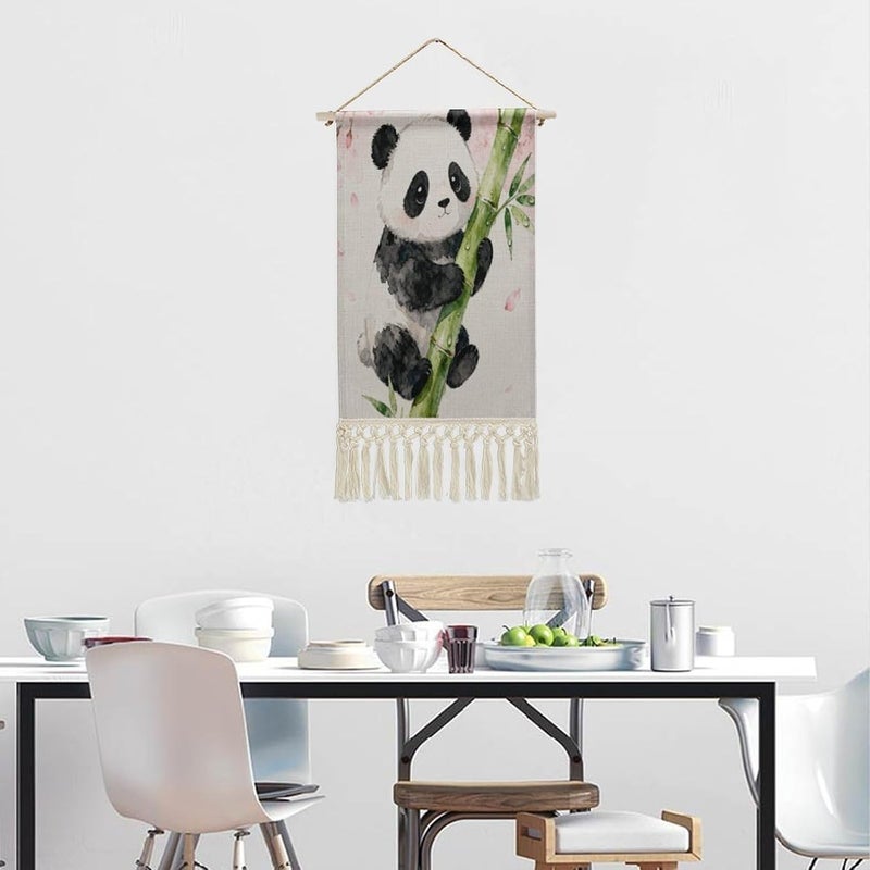 FekiLoot Bear Wall Painting Fashion Wall Art Popular Wall Hanging Exquisite Wall Decor Natural Tapestry Home Decoration Fringe Wall Decor For Living Room Bedroom Macrame Wall Art - Image 4