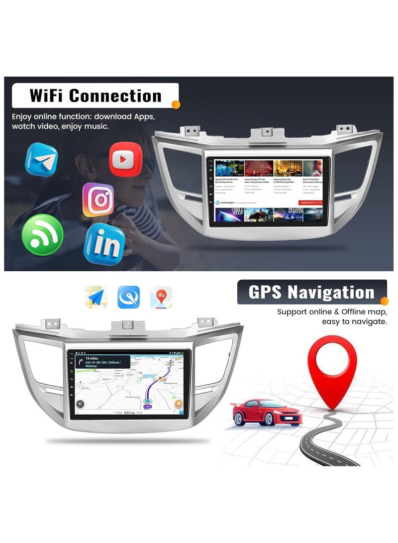 Vierex Android Car Stereo Screen For Hyundai Tucson 2015-2018 With Apple Carplay Android Auto Wireless 2GB RAM 32GB ROM WiFi DSP Radio Bluetooth HD Camera Included Fast Interface  - Image 2