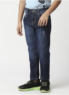 HIGH STAR Boys Blue Slim Fit Low Distress Light Fade Stretchable Jeans  - Image 3