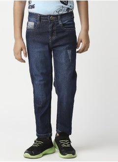 HIGH STAR Boys Blue Slim Fit Low Distress Light Fade Stretchable Jeans  - Image 1