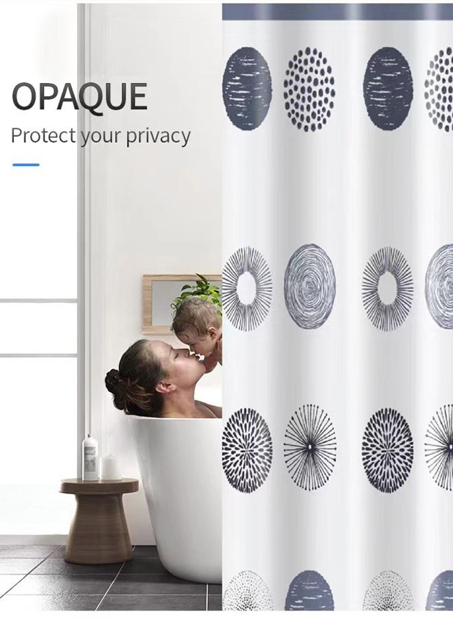 Kutis 1-Piece Waterproof PEVA Shower Curtains with Pattern Multicolor 180 x 180 Centimeter  - Image 3