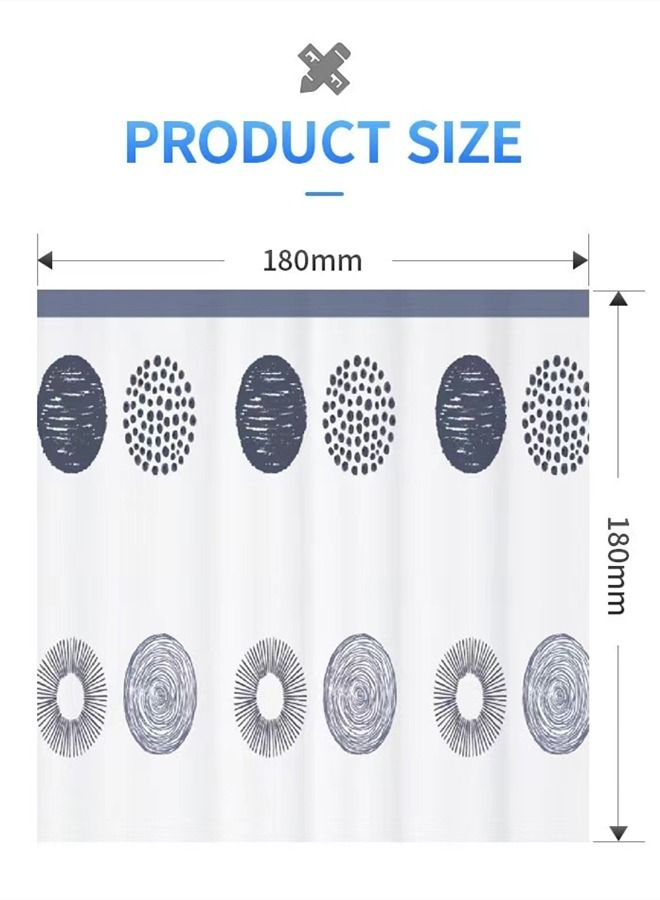 Kutis 1-Piece Waterproof PEVA Shower Curtains with Pattern Multicolor 180 x 180 Centimeter  - Image 5