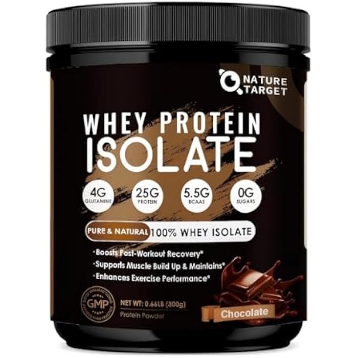 NATURE TARGET Chocolate Protein Powder - Whey Isolate Protein Powder, with 100% Grass-Fed Whey, 0g Sugar, 300g - Image 1