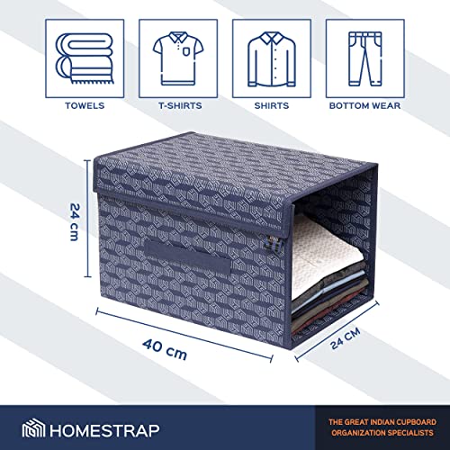 HomeStrap Printed Stackable Shirt Organizer with Cover Lid- Navy Blue Pack of 2(Shark Tank Product) - Image 4