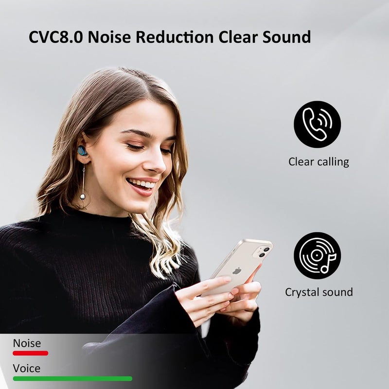 MOZC Wireless Earbuds Bluetooth 5.4, in Ear Lightweight Ear Buds with HiFi Stereo Sound & Deep Bass, Noise Cancelling Built-in Mics, 36H Playtime, IPX7 Waterproof Headphones for Sports, Android & iOS - Image 4
