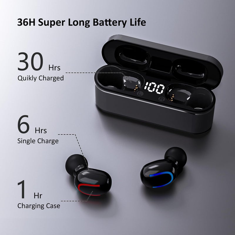 MOZC Wireless Earbuds Bluetooth 5.4, in Ear Lightweight Ear Buds with HiFi Stereo Sound & Deep Bass, Noise Cancelling Built-in Mics, 36H Playtime, IPX7 Waterproof Headphones for Sports, Android & iOS - Image 2