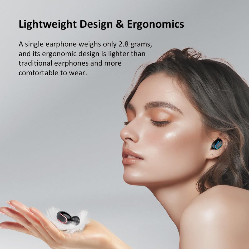 MOZC Wireless Earbuds Bluetooth 5.4, in Ear Lightweight Ear Buds with HiFi Stereo Sound & Deep Bass, Noise Cancelling Built-in Mics, 36H Playtime, IPX7 Waterproof Headphones for Sports, Android & iOS - Image 5