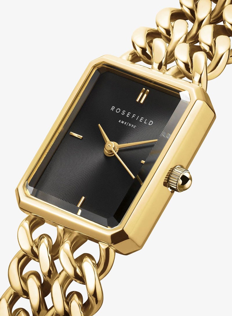 Rosefield Octagon XS Double Chain Studio Edition Black Gold Women Watch - SBGSG-O77 - Image 2