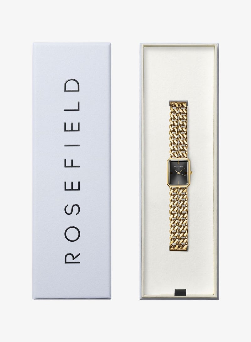 Rosefield Octagon XS Double Chain Studio Edition Black Gold Women Watch - SBGSG-O77 - Image 5