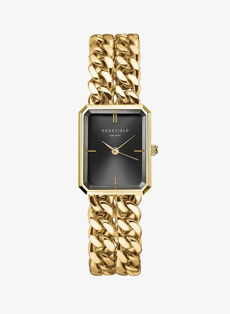 Rosefield Octagon XS Double Chain Studio Edition Black Gold Women Watch - SBGSG-O77 - Image 1