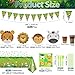 PIXHOTUL 162Pcs Jungle Party Supplies Include Animal Shape Plates Jungle Tablecloth Safari Flag Napkins Cups Cutlery Safari Theme Party Supplies for Kids Birthday Baby Shower Wild One Serves 20 Guests - Image 4