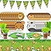 PIXHOTUL 162Pcs Jungle Party Supplies Include Animal Shape Plates Jungle Tablecloth Safari Flag Napkins Cups Cutlery Safari Theme Party Supplies for Kids Birthday Baby Shower Wild One Serves 20 Guests - Image 2