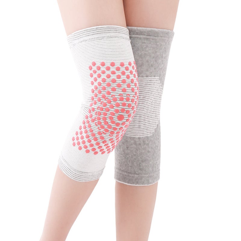 Generic Autumn Winter Warm Thickened Moxa Knee Support Middle-Aged And Elderly Knee Joint Warm Knee Protective Socks Tied Knit Knee Pads Gray red dot knee pads 