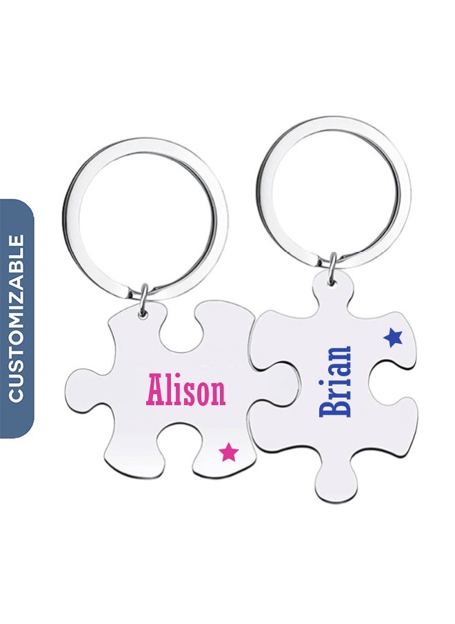Share the Love Personalized Puzzle Keychains – Custom Engraved Pieces for Couples, Friends, or Family, Perfect Gift for Special Occasions 