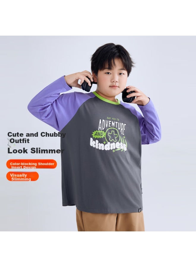 TABE Xiaozhu Toni Boys' T-shirt, Children's Undershirt, Chubby Boys' Long-sleeve T-shirt, Teenagers' New Style - Image 2