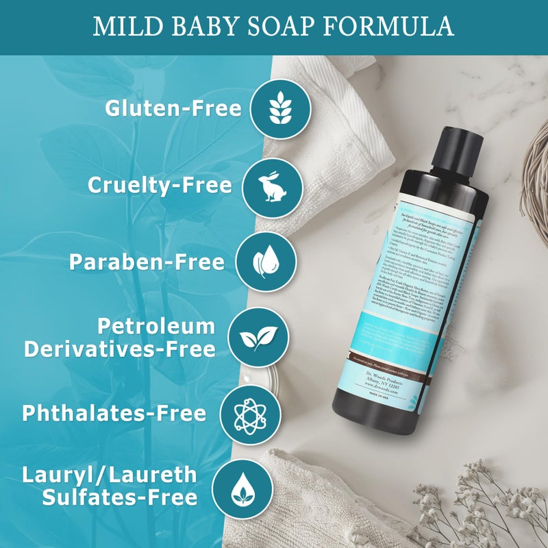Dr. Woods Unscented Baby Mild Liquid Castile Soap - Gentle Cleanser with Organic Shea Butter, Natural Soap for Sensitive Skin - Paraben, Sulfate, and Phthalate Free - 16 Fl Oz - Image 4